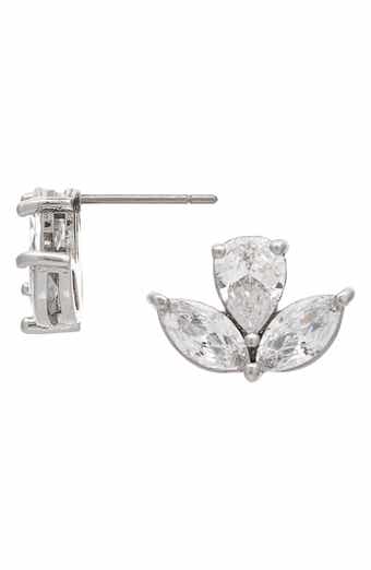 Cubic Zirconia Marquis Stud Earrings
