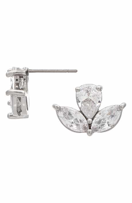 Cubic Zirconia Marquis Stud Earrings
