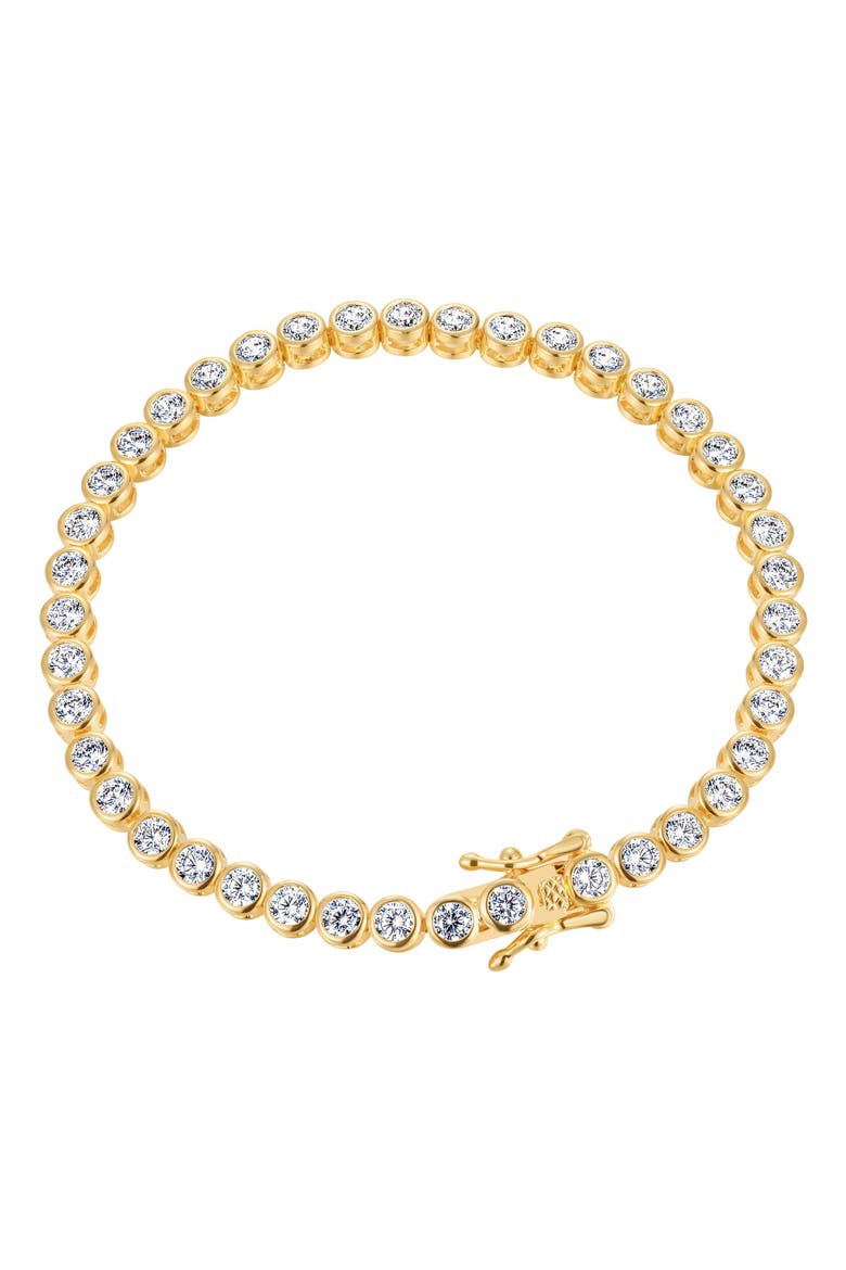 Bezeled Cubic Zirconia Tennis Bracelet, Main, color, GOLD