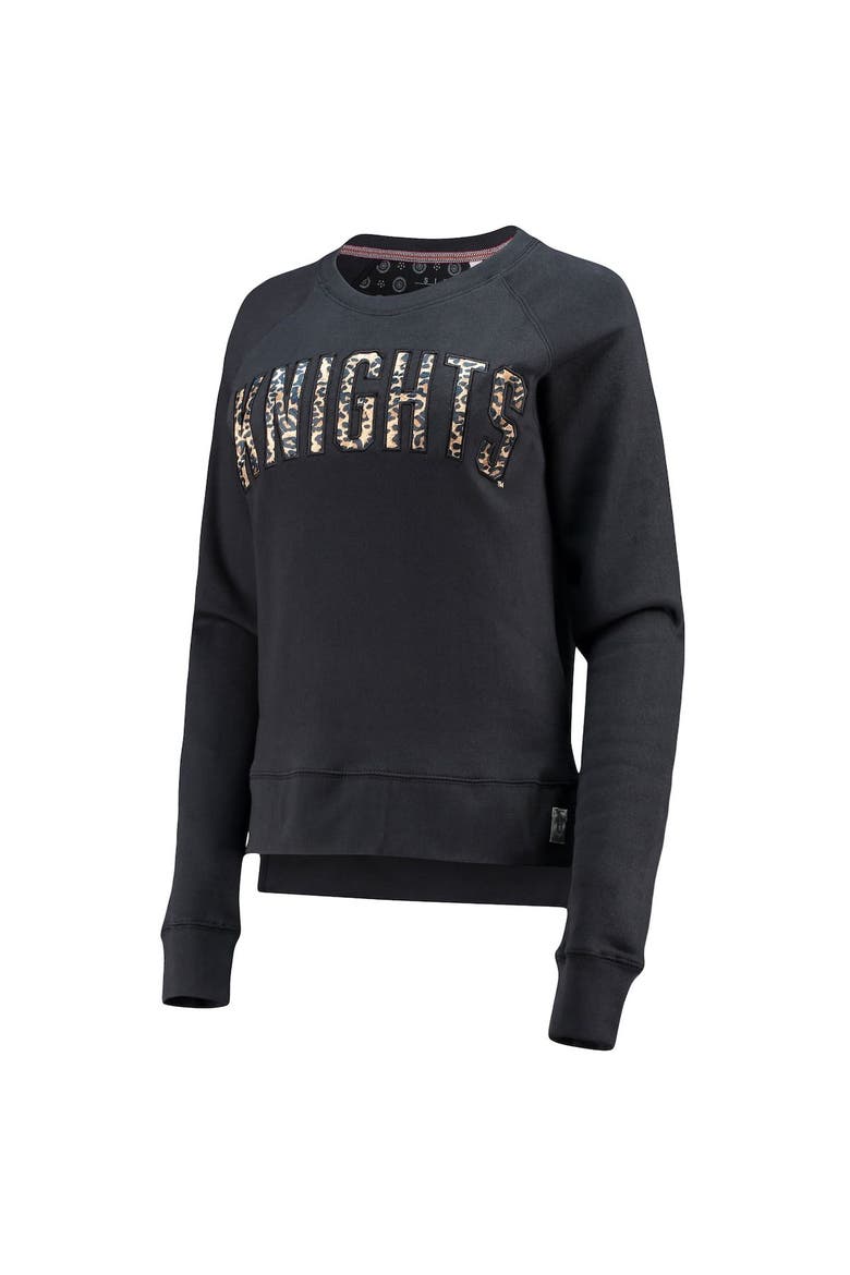 Women's Pressbox Black UCF Knights Dallas Animal Print Raglan Pullover Sweatshirt, Alternate, color, Black