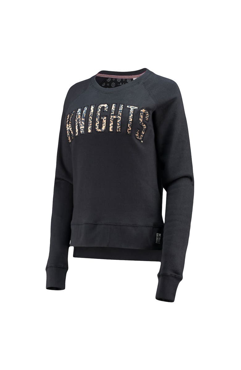 PRESSBOX Women's Pressbox Black UCF Knights Dallas Animal Print Raglan Pullover Sweatshirt, Alternate, color,