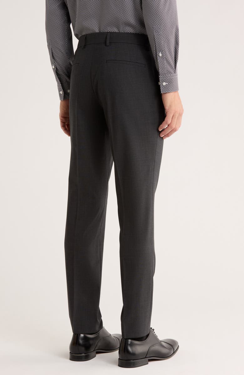 BOSS Genius Virgin Wool Blend Flat Front Dress Pants, Alternate, color, Open Grey