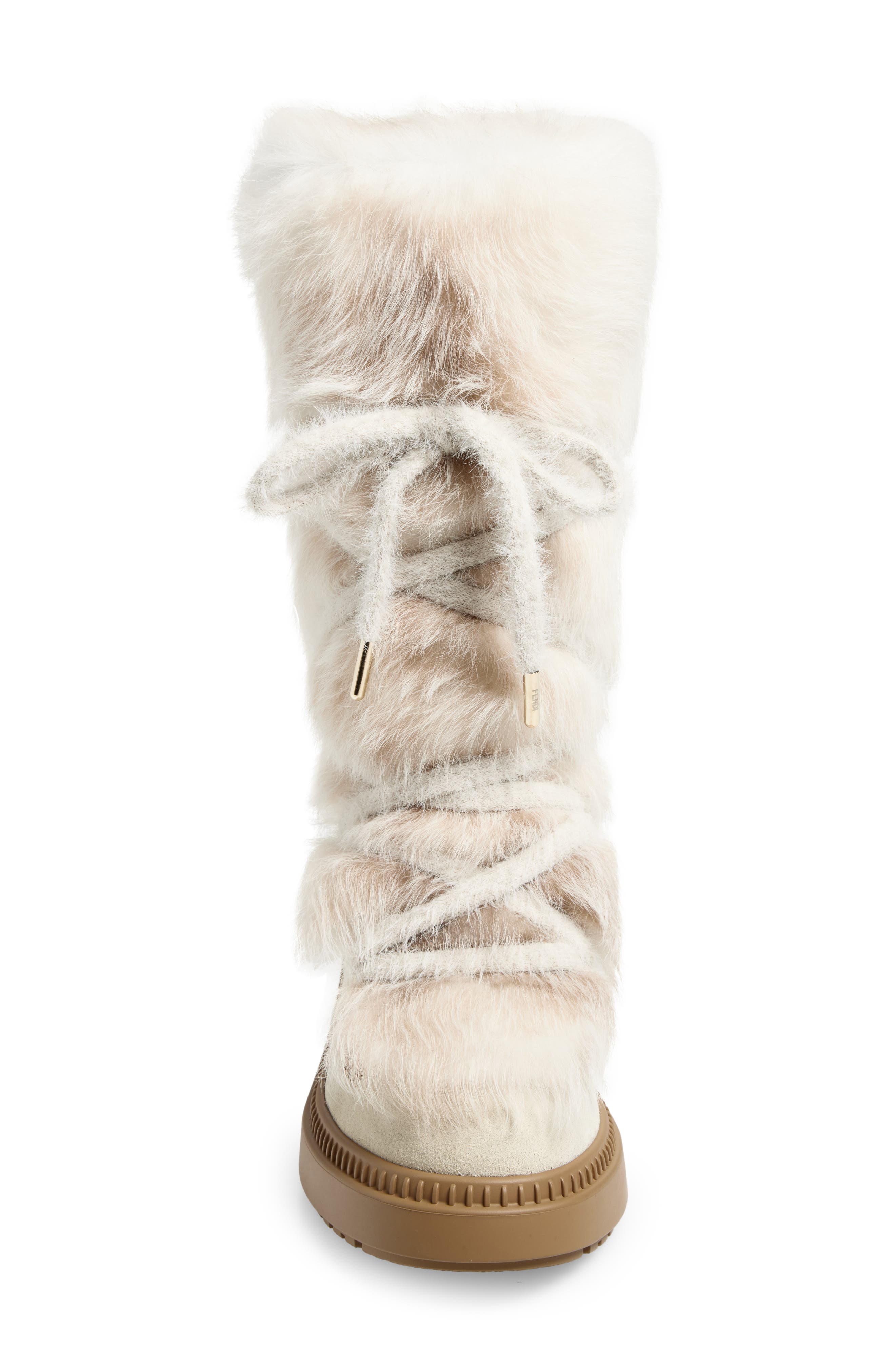 Fendi Après Chic Leather & Genuine Shearling Boot, Alternate, color, F1tp6 Fawnlight/Creme Miel