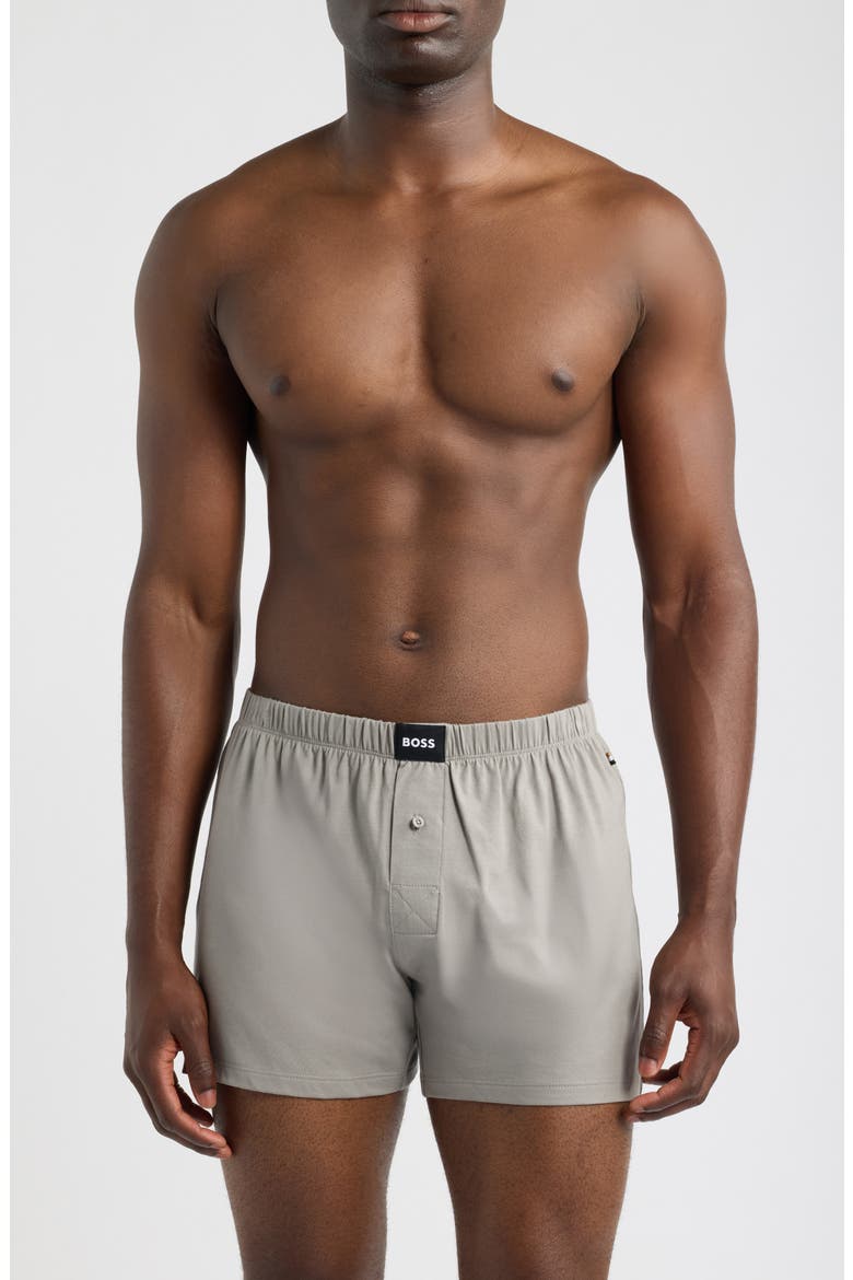 2-Pack Knit Cotton Boxers, Main, color, BLACK GREY COMBO