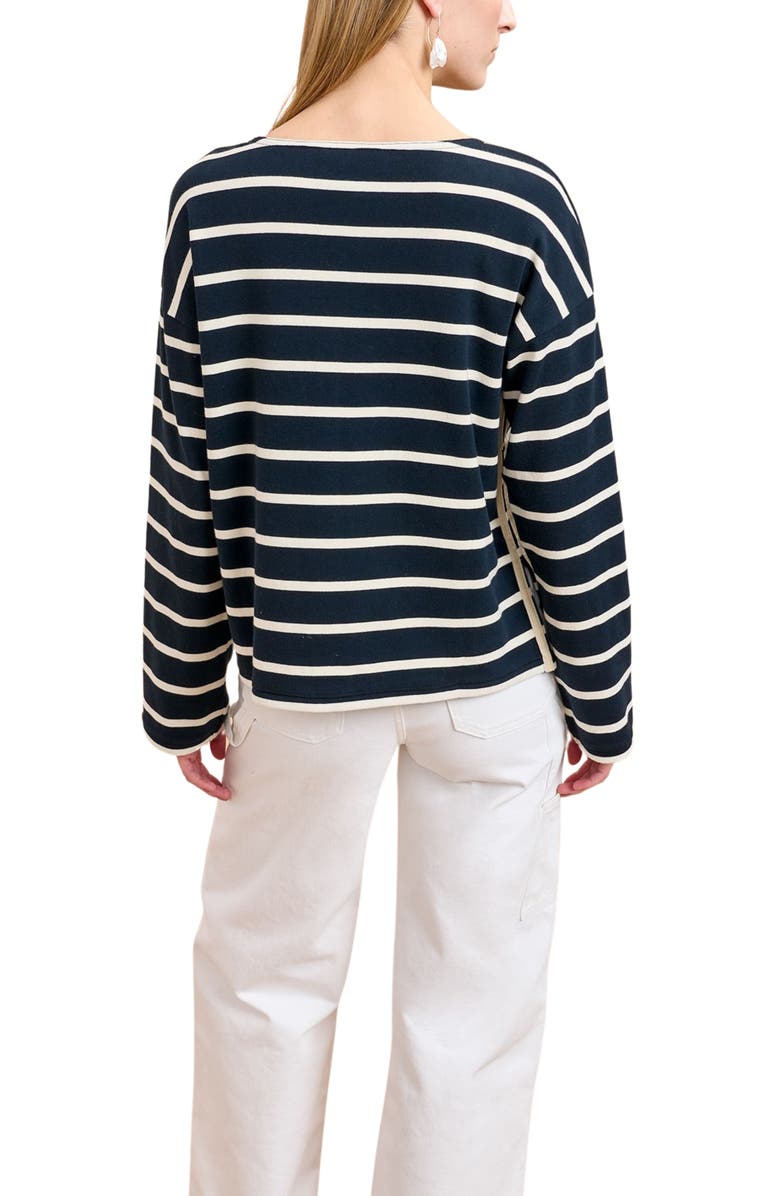 La Ligne Long Sleeve Breton Tee, Alternate, color, Navy/Ecru