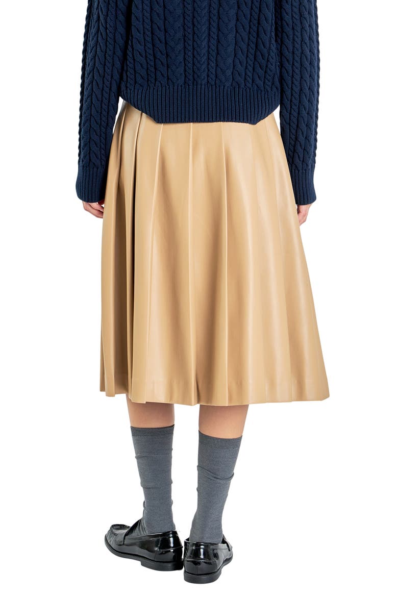 Pleated Faux Leather Skirt, Alternate, color, TAUPE