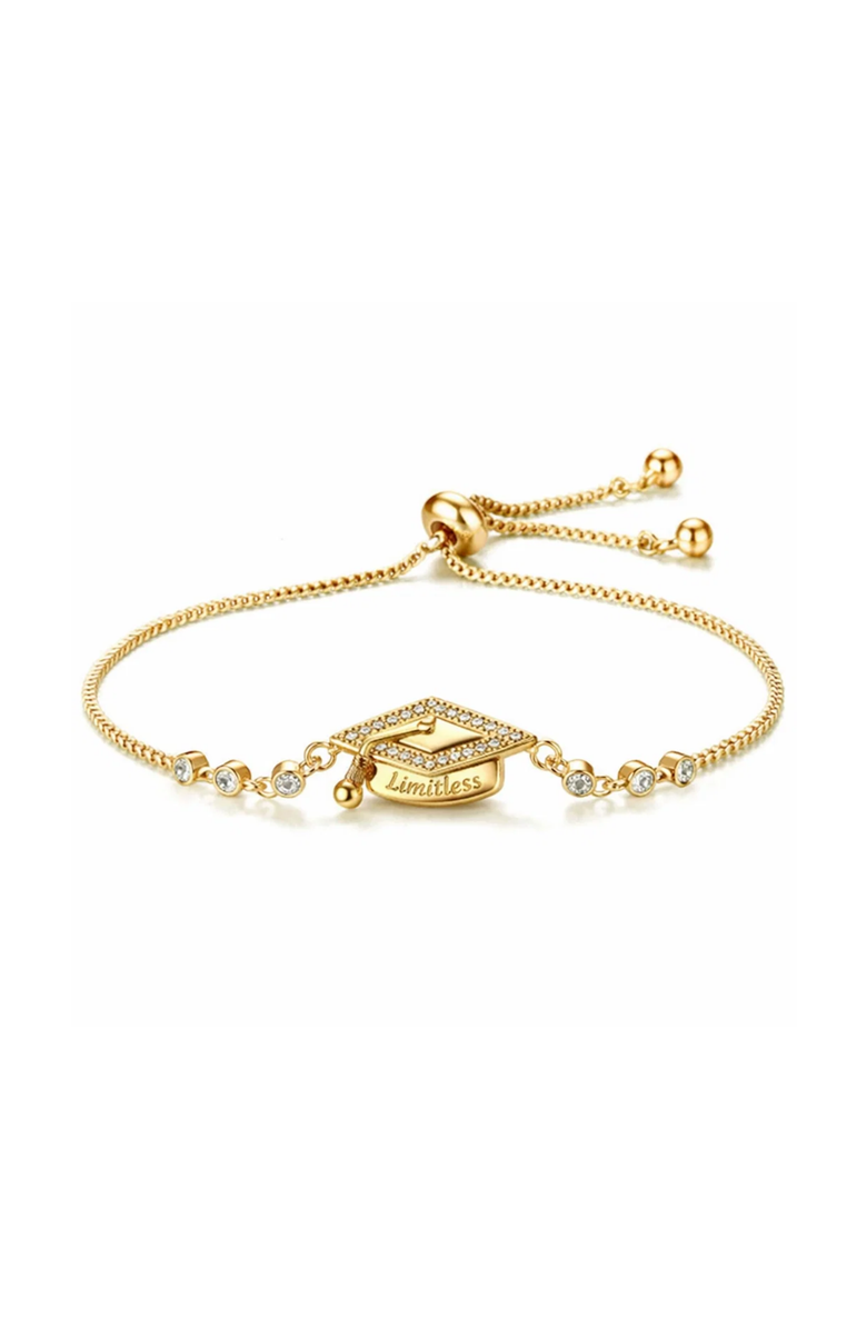 DLORIA Limitless Graduation Cap Adjustable Pavé Bracelet, Main, color, Gold