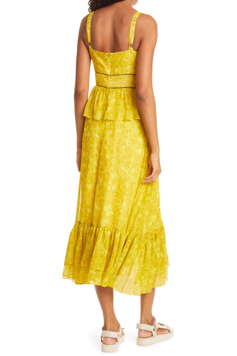 Carla Floral Midi Dress, Alternate, color, OIL YELLOW MULTI