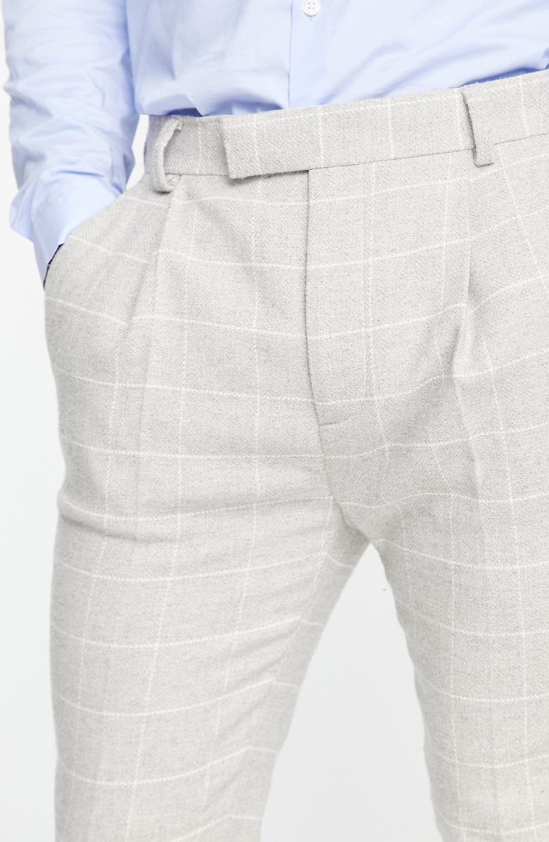 ASOS DESIGN Windowpane Plaid Tapered Smart Trousers, Alternate, color,