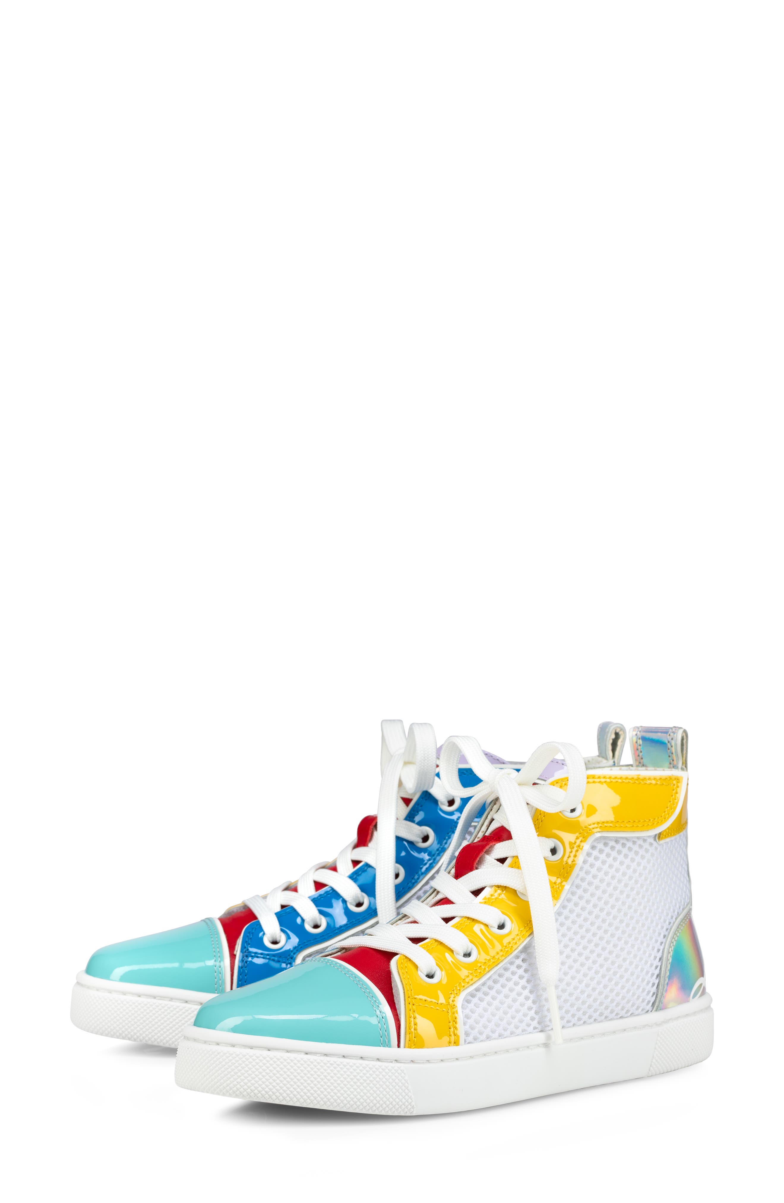 Christian Louboutin Kids' Funnytopi Mixed Media High Top Sneaker, Main, color, 