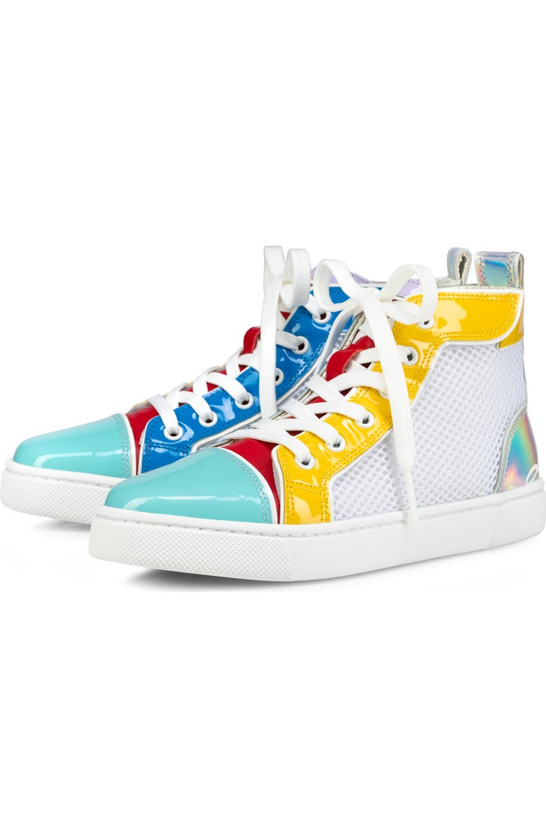 Christian Louboutin Kids' Funnytopi Mixed Media High Top Sneaker, Main, color,