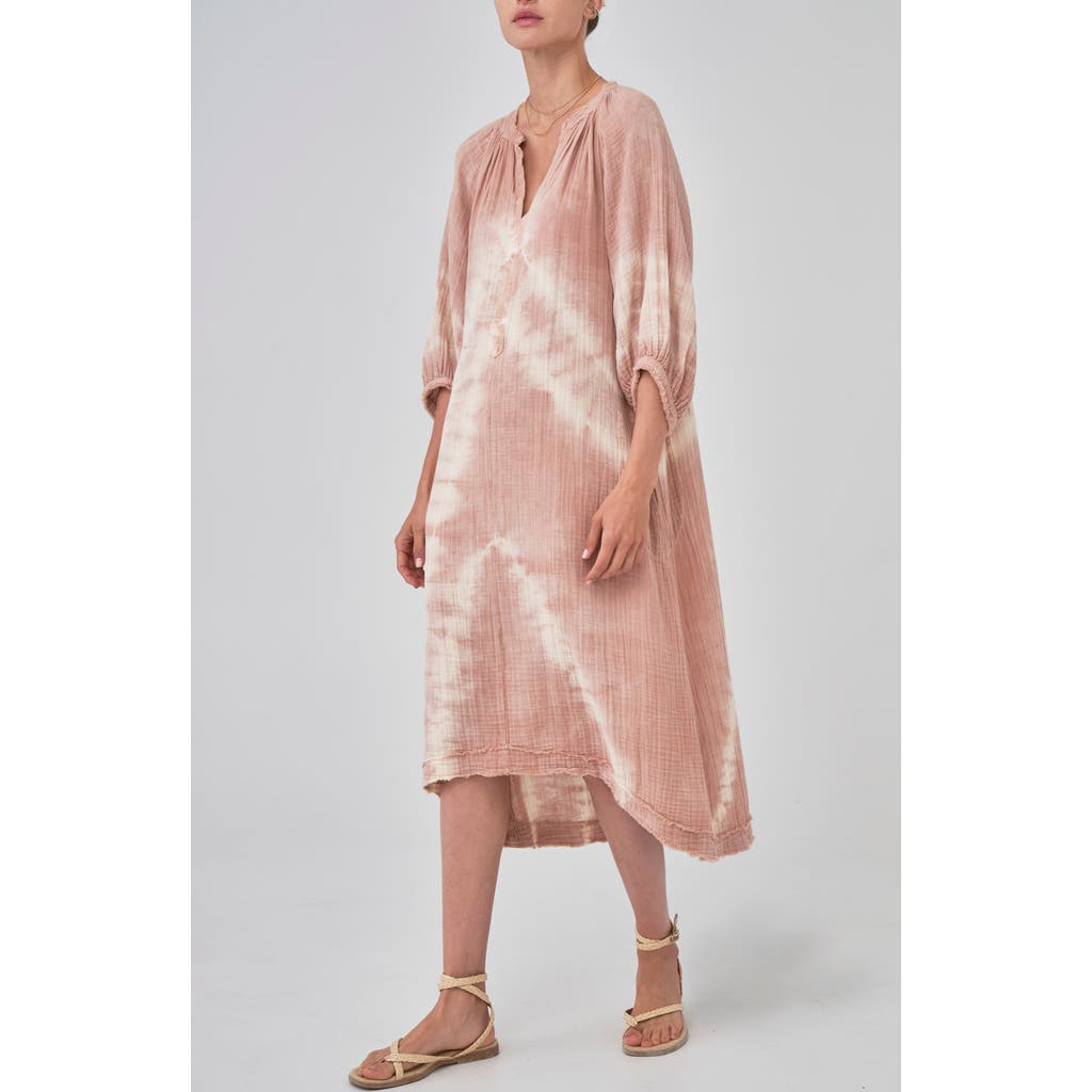 Ocean + Main Ocean+main Gauze Dress With Pockets In Bermuda Sand Tie Dye