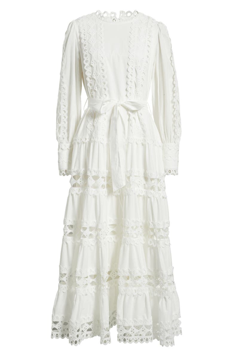 LAYERED WITH LOVE Lace Trim Long Sleeve Cotton Maxi Dress, Alternate, color,