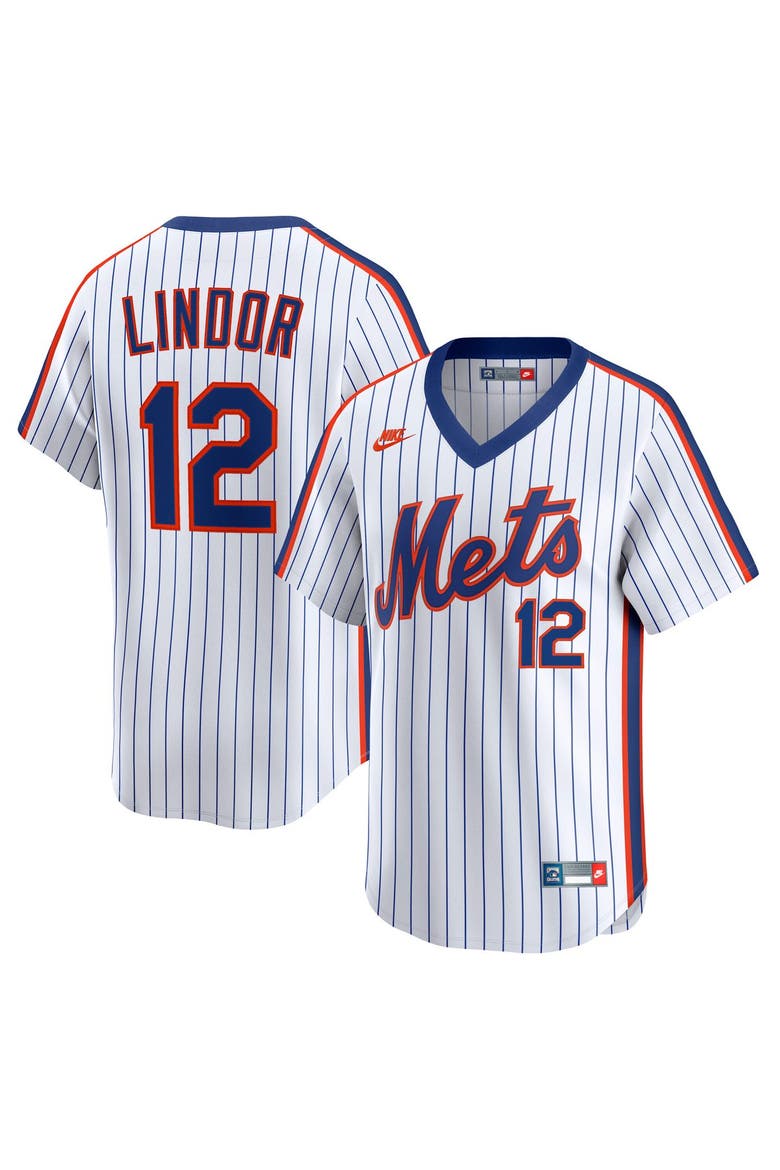 Men's Nike Francisco Lindor White New York Mets Throwback Cooperstown Collection Limited Jersey, Main, color, White
