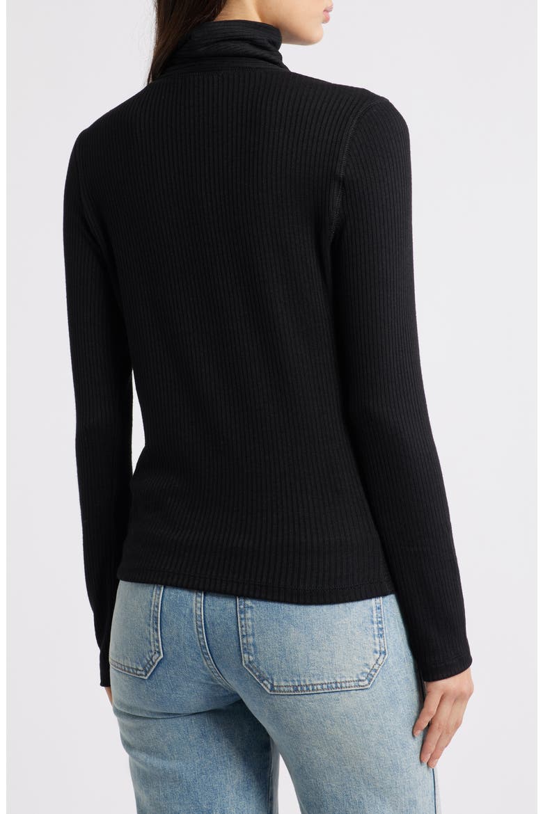 Rib Turtleneck Top, Alternate, color, JET BLACK