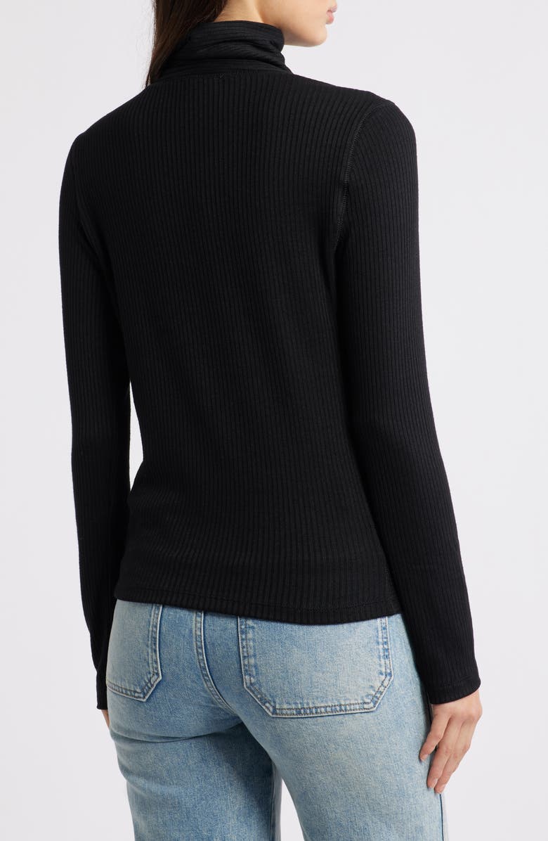 Madewell Rib Turtleneck Top, Alternate, color, Jet Black