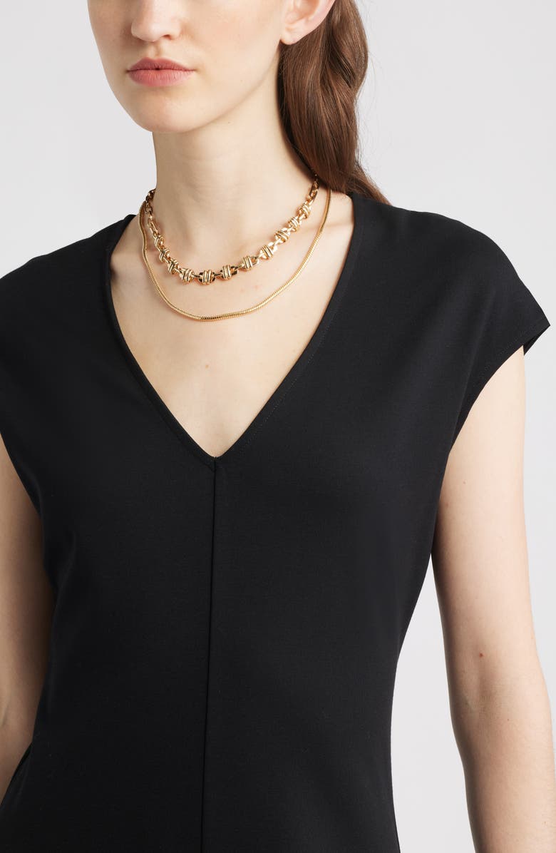 Nordstrom Cap Sleeve Fit & Flare Dress, Alternate, color, Black