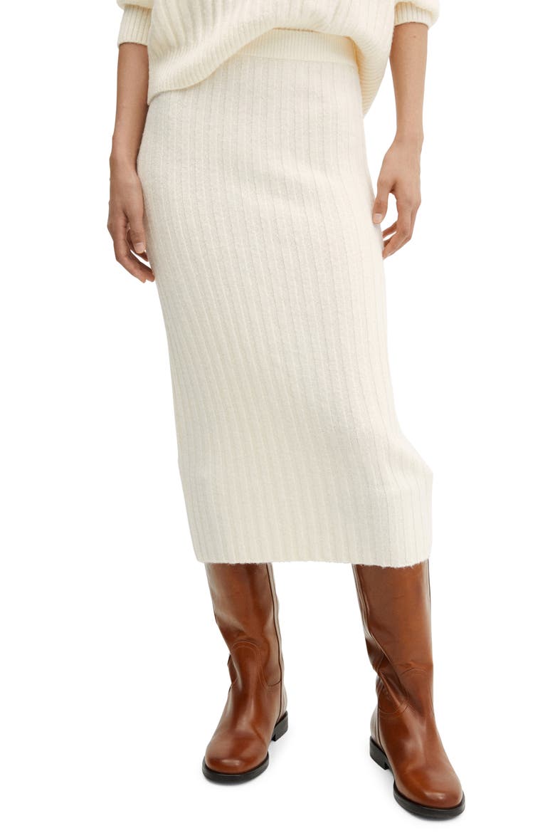 Rib Midi Sweater Skirt, Main, color, ECRU
