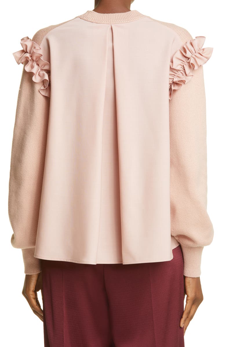 Adeam Ruffle Mixed Media Sweater, Alternate, color,