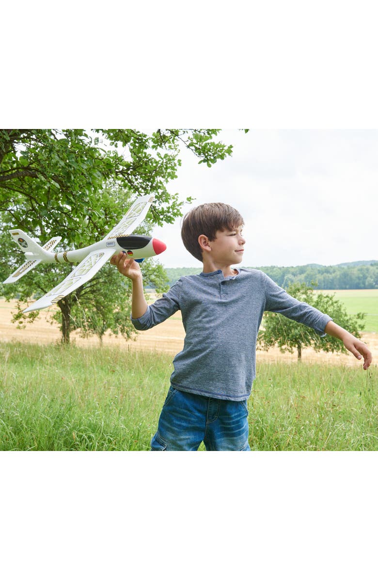 HABA Terra Kids Maxi Hand Glider with Boomerang Setting - Easy to Assemble 22" Sturdy Styrofoam Airplane with Decals, Alternate, color, White