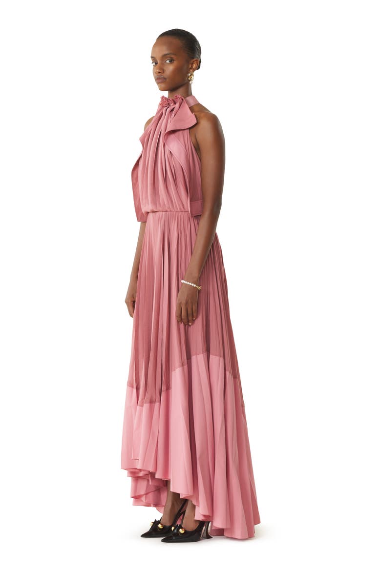 Pleated Dress In Charmeuse And Cotton, Alternate, color, Pink