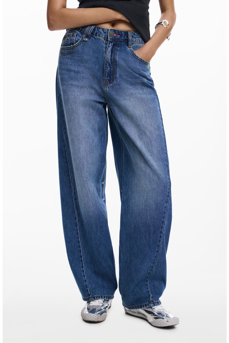 Hight Waist Barrel Legs Jeans, Main, color, MEDIUM BLUE