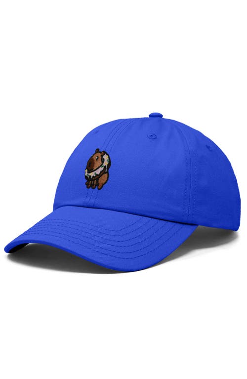 Dalix Capybara Donut Embroidered Cap In Royal Blue