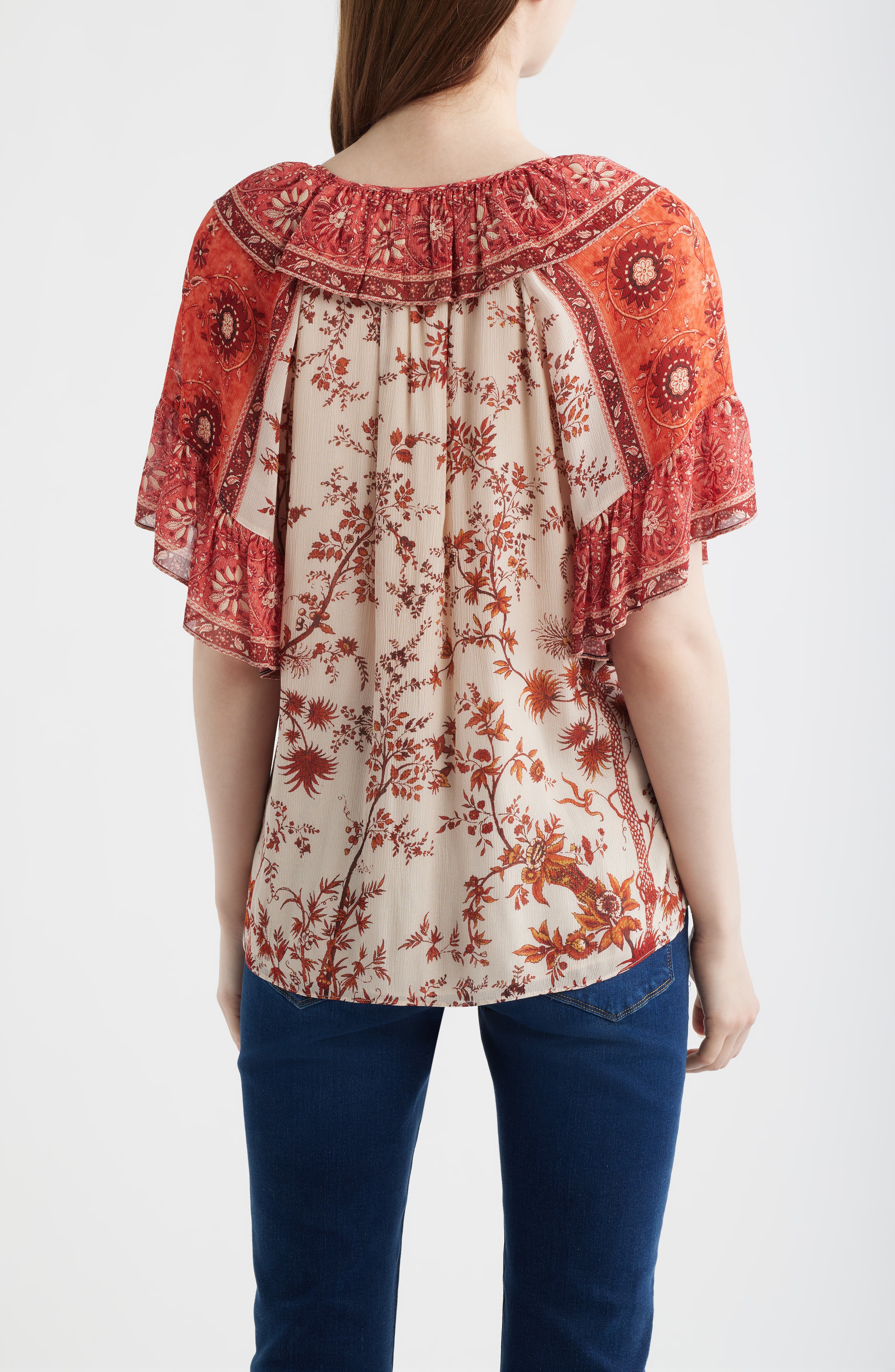 Verity Floral Print Flutter Sleeve Top - image 2