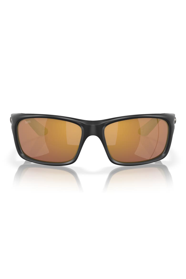 62mm Oversize Rectangular Sunglasses, Main, color, MATTE BLACK / GOLD MIRROR 580G