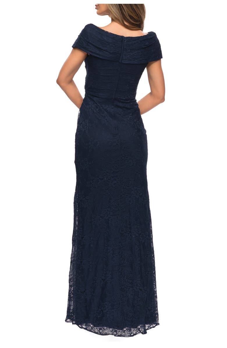 Lace Off The Shoulder Cap Sleeve Evening Dress