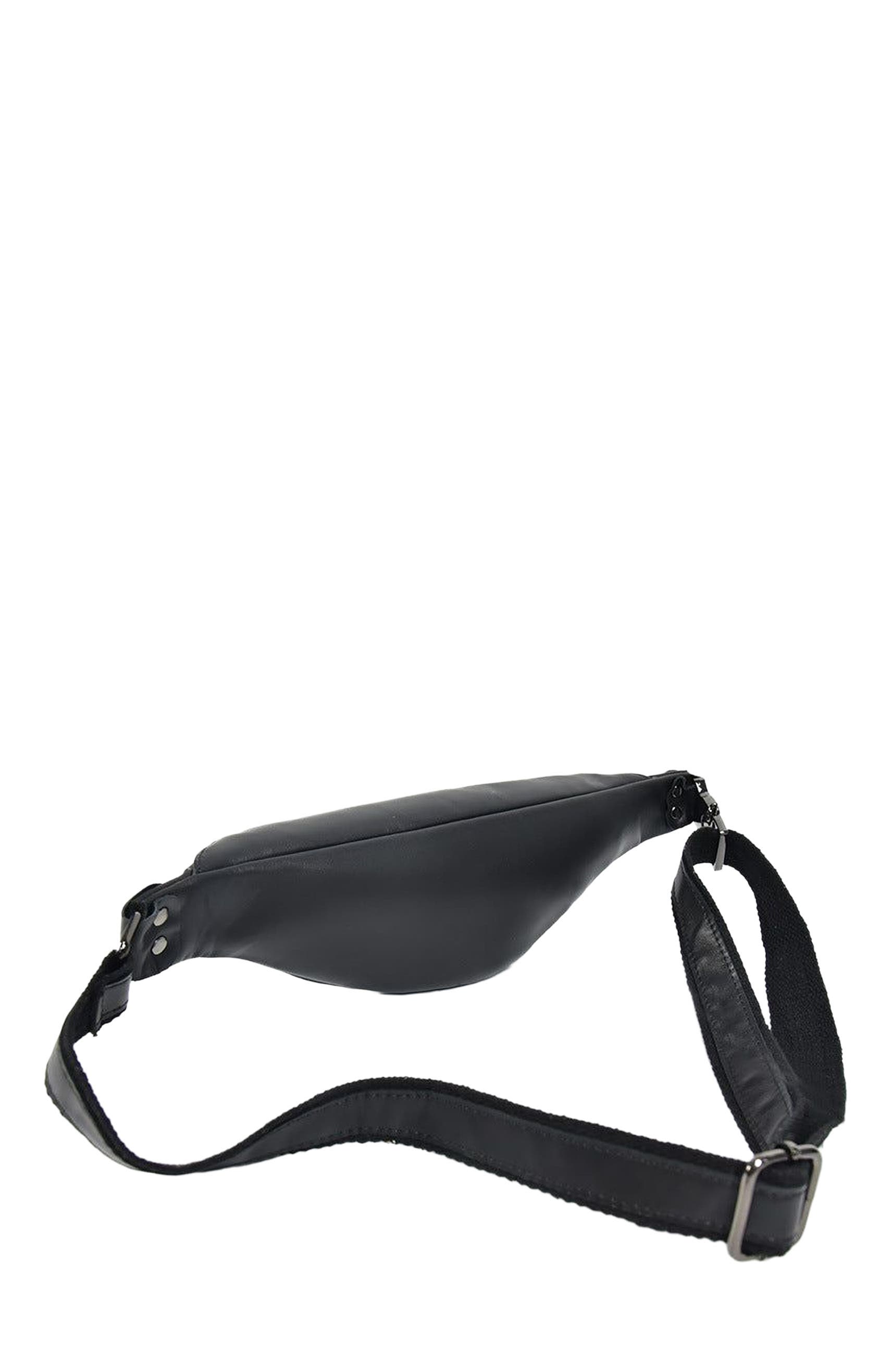 STEEL HORSE LEATHER Sigrid Smooth Black Leather Waist Bag | Smooth Black Leather Fanny Pack, Alternate, color, Black