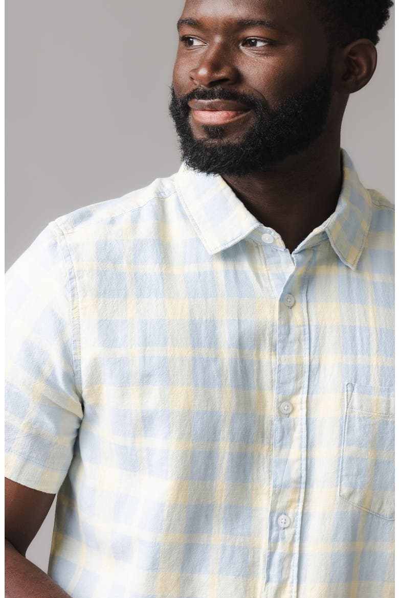Linen Short Sleeve Button Down Shirt, Alternate, color, Sunlit Plaid