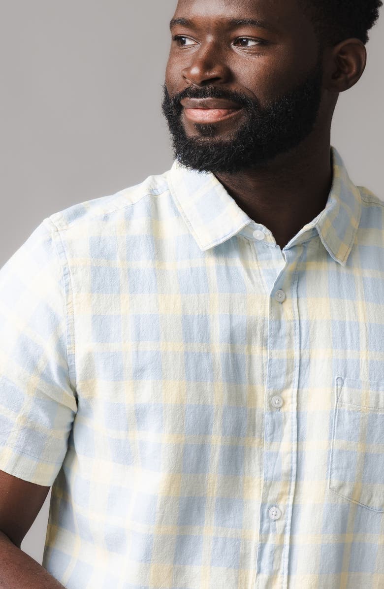 Hope & Henry Linen Short Sleeve Button Down Shirt, Alternate, color, Sunlit Plaid