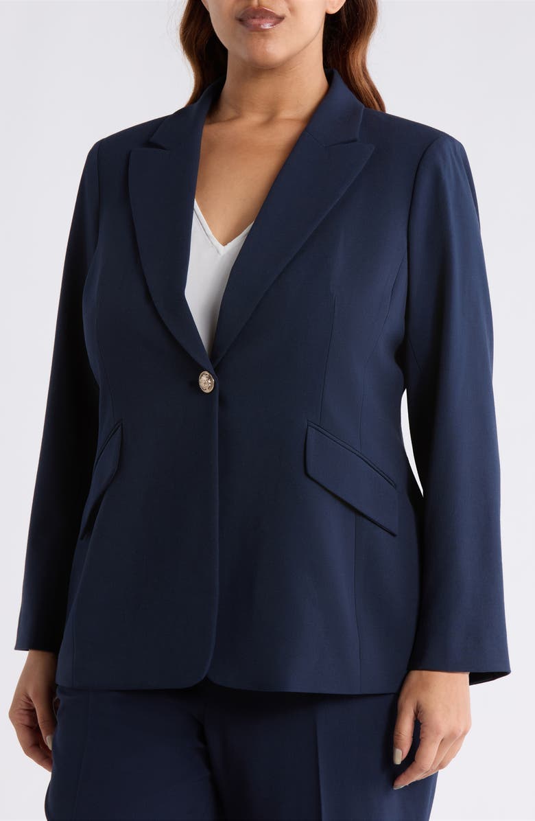 Tahari ASL One-Button Jacket, Alternate, color, New Navy