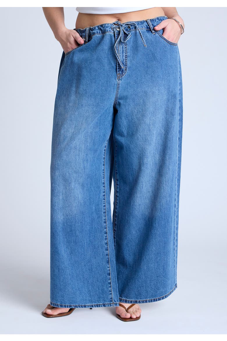 Lightweight Wide Leg Drawstring Waist Jean (plus), Alternate, color, MEDIUM WASH