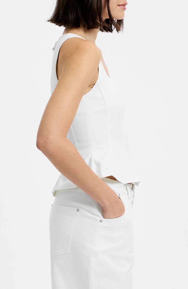 French Connection Inez Stretch Cotton Twill Peplum Top, Alternate, color, Summer White