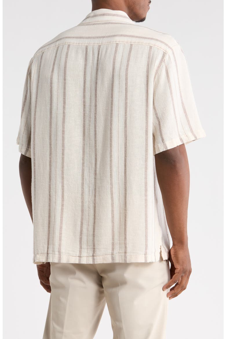 Stripe Linen Blend Camp Shirt, Alternate, color, BEIGE