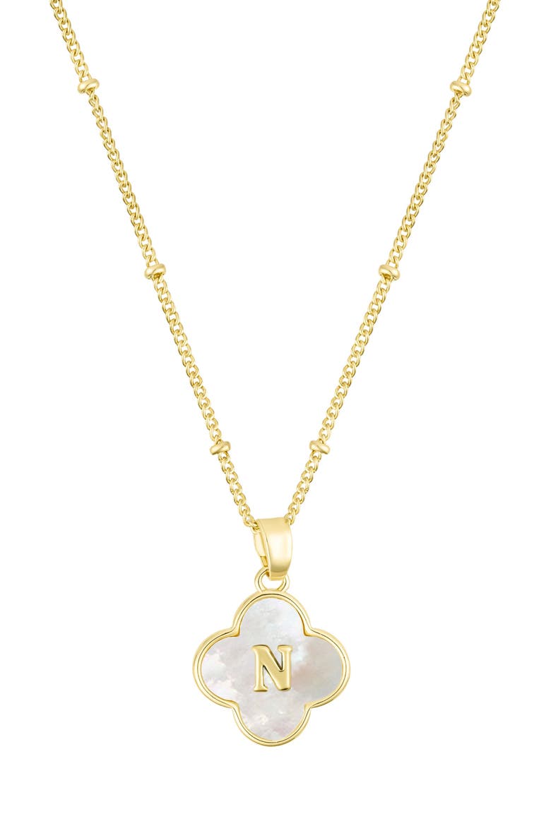 Mother-of-Pearl Clover Initial Pendant Necklace, Main, color, WHITE-N