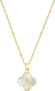 Adornia Mother-of-Pearl Clover Initial Pendant Necklace