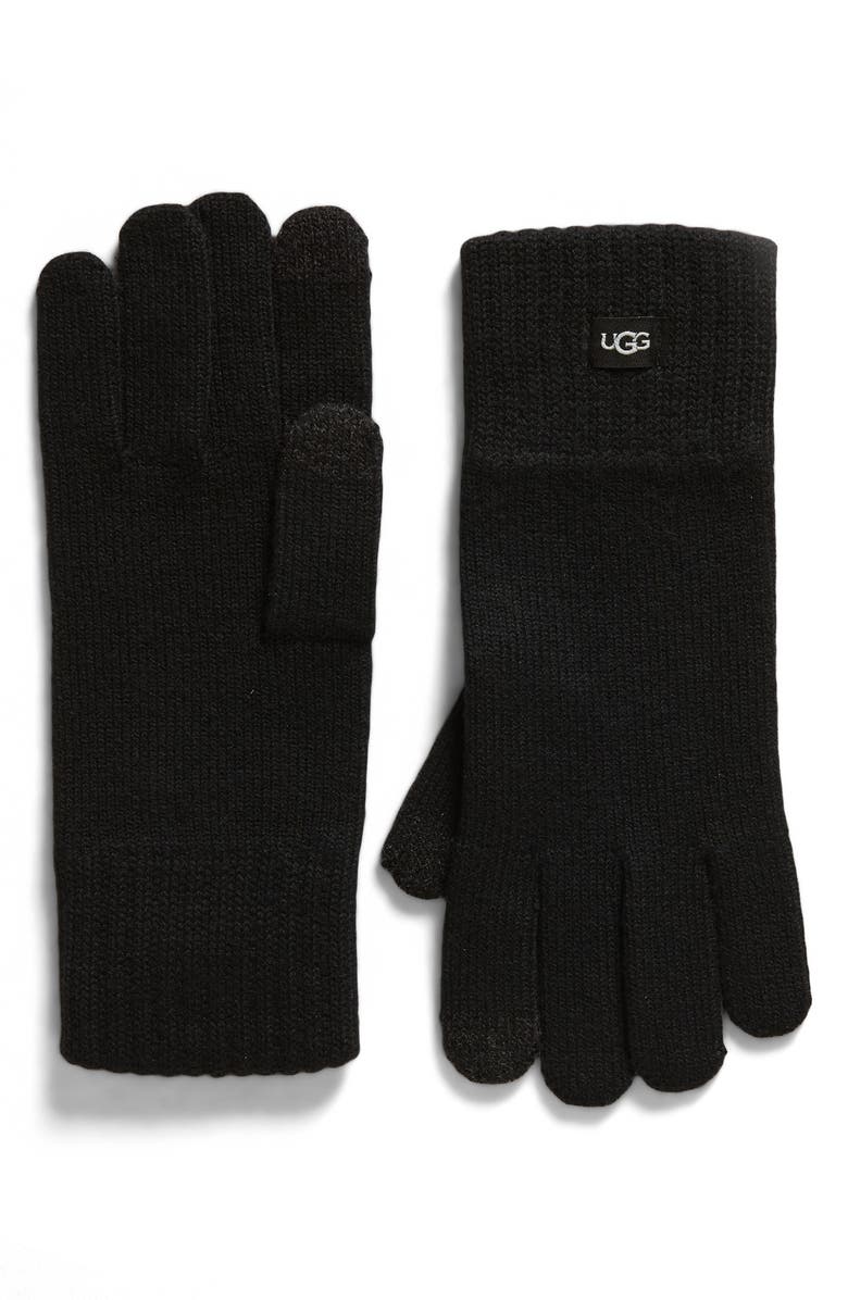 UGG<sup>®</sup> Touchscreen Compatible Knit Gloves, Main, color, Black