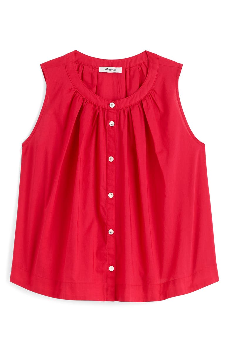 Madewell Cotton Button-Up Tank Top, Alternate, color, Watermelon