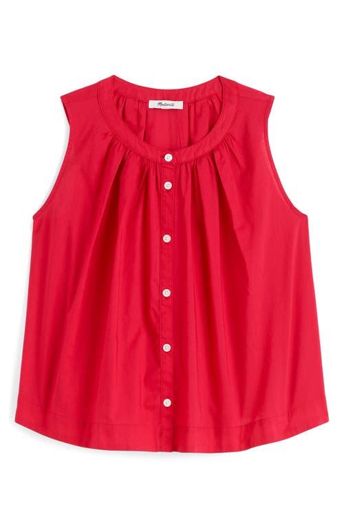Madewell Cotton Button-up Tank Top In Red
