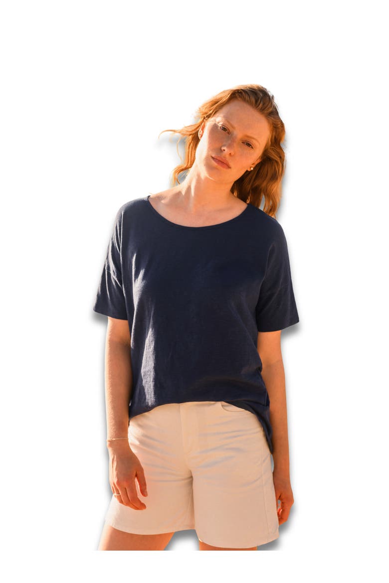 Round Neck Boxy Fit T-Shirt, Main, color, Dark Navy