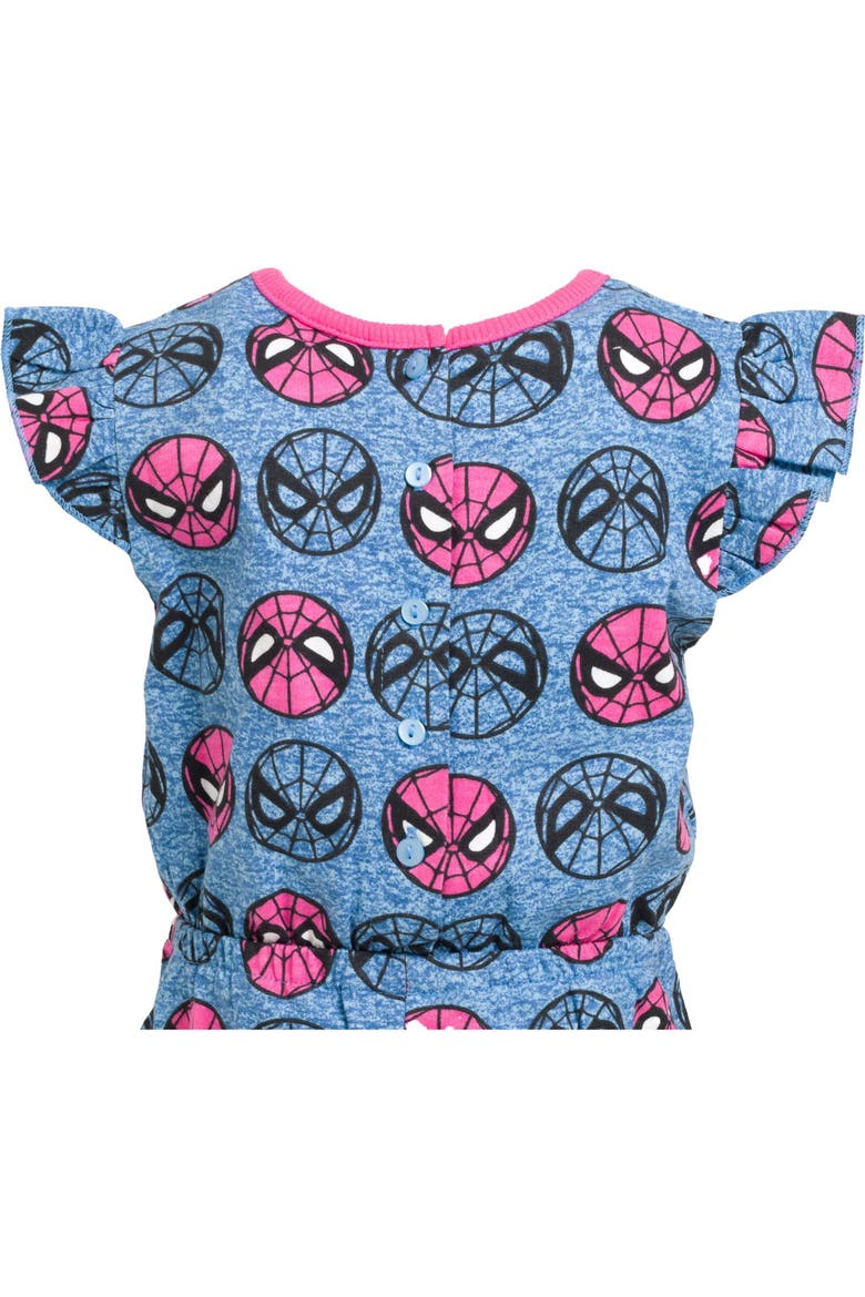 Spider-Man One Piece Romper, Alternate, color, Spider Man Blue Pink