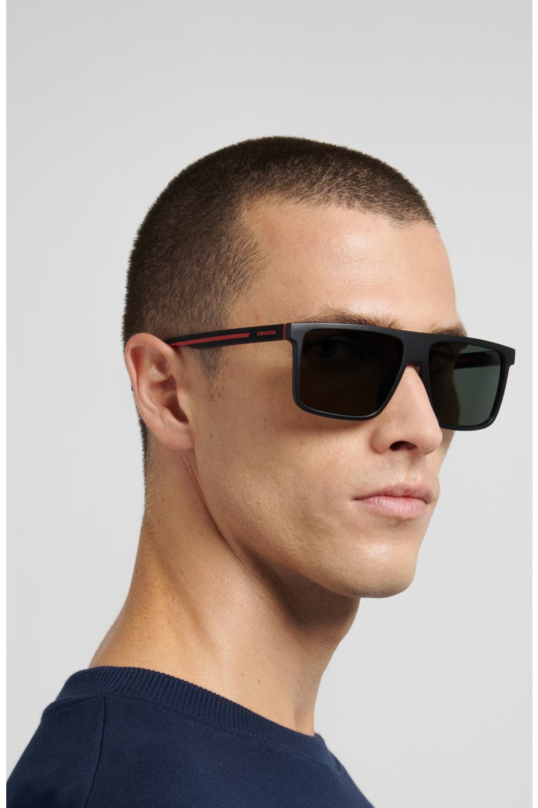 C Sport 58mm Polarized Square Sunglasses, Alternate, color, MATTE BLACK RED/ GREEN PZ