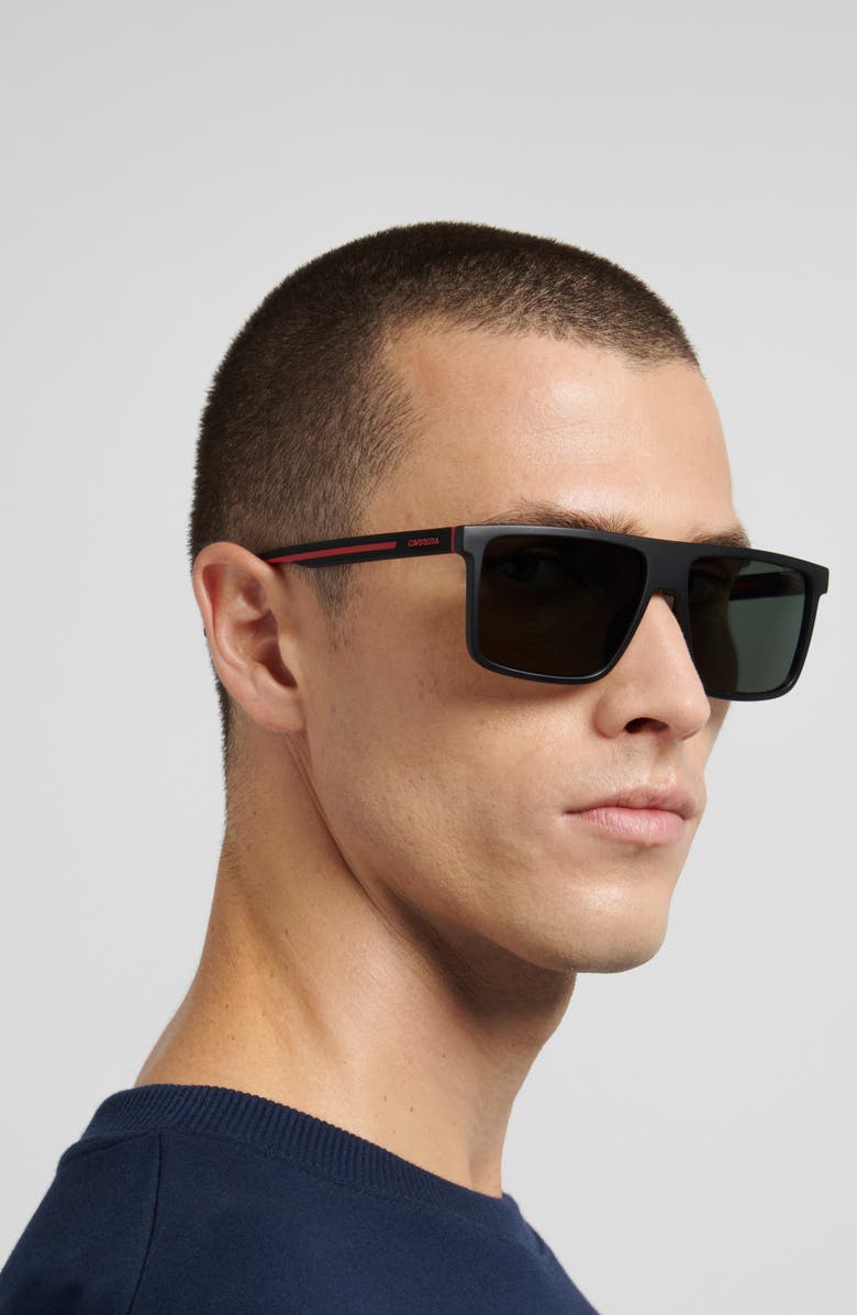 Carrera Eyewear C Sport 58mm Polarized Square Sunglasses, Alternate, color, Matte Black Red/ Green Pz