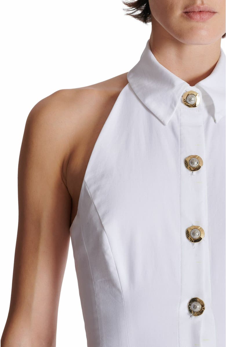 Balmain Bodycon Backless Poplin Dress, Alternate, color, White