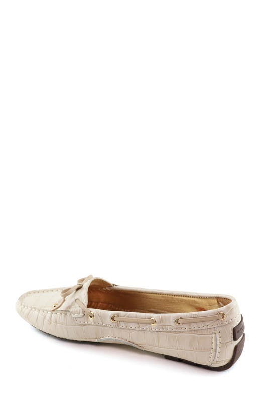 Marc Joseph New York Cypress Hill Croco Tiebow Driver Loafer, Alternate, color, Porcelain Croco
