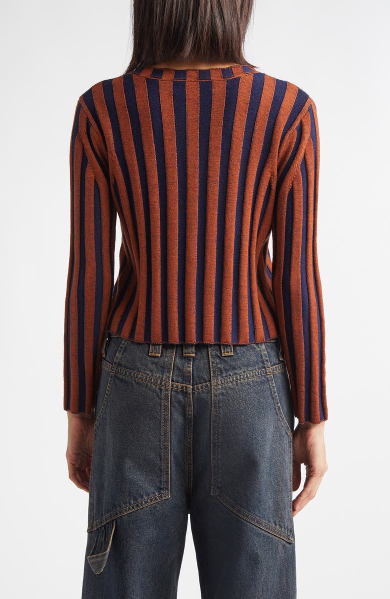 Eckhaus Latta Keyboard Stripe Merino Wool Crop Zip Cardigan, Alternate, color, Sierra Nevada