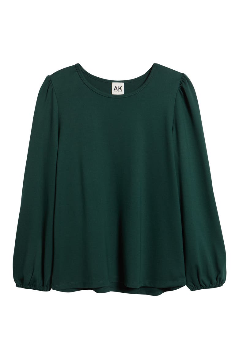 Long-Sleeve Puff Shoulder T-Shirt, Alternate, color, PINE FOREST